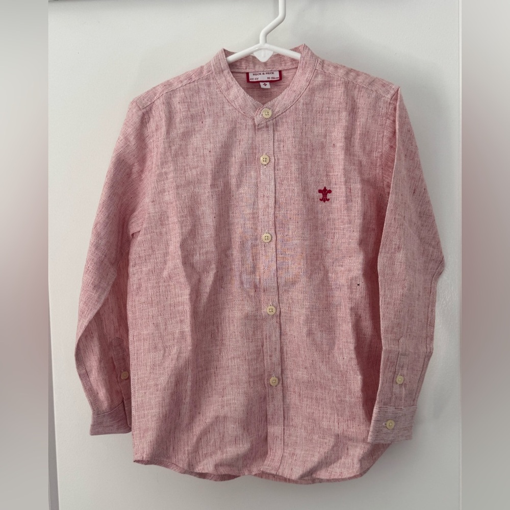 Boys Pink Button-Up Shirt Kurta Cotton 3 Years